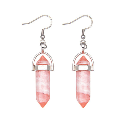 Crystal Hexagonal Column Pendant Stainless Steel Earrings