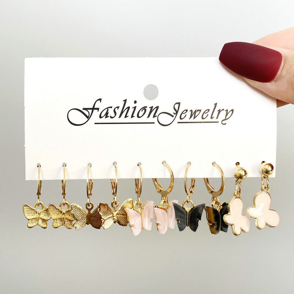 FASHION Acrylic butterfly earrings set 5 pairs