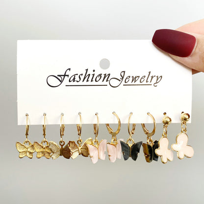 FASHION Acrylic butterfly earrings set 5 pairs