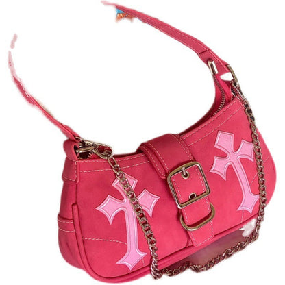 ins rose pink series nylon shoulder bag handbag