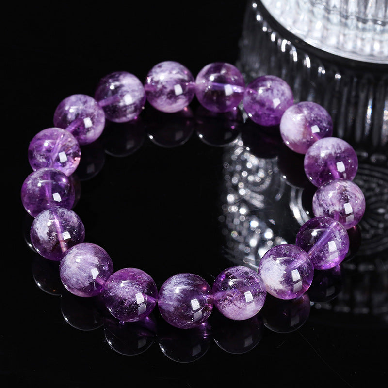 Pulsera de cristal de pelo de conejo morado natural 