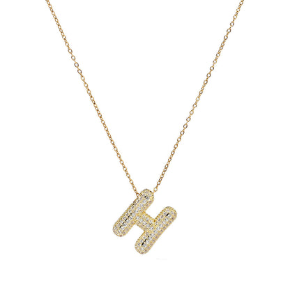 fashion A-Z Copper Zircon Letter Necklace Pendant