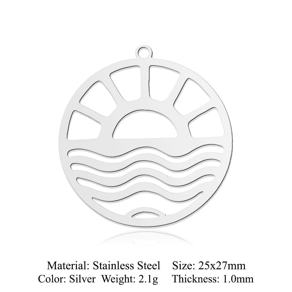 5 pcs/pack Sun Sunrise Titanium Steel Pendant