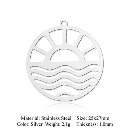 5 pcs/pack Sun Sunrise Titanium Steel Pendant