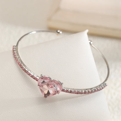 Pink diamond heart zircon bracelet