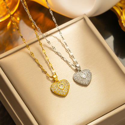 Heart Luxury Party Wedding Necklace Women Titanium Steel Chain