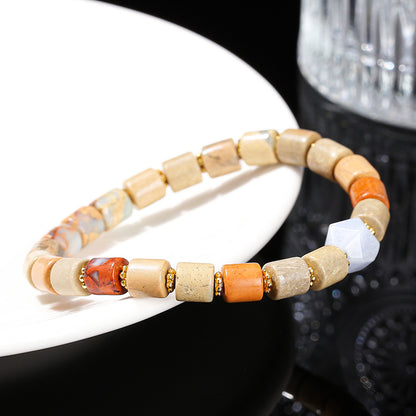 Natural Shoushan stone round tube bracelet.