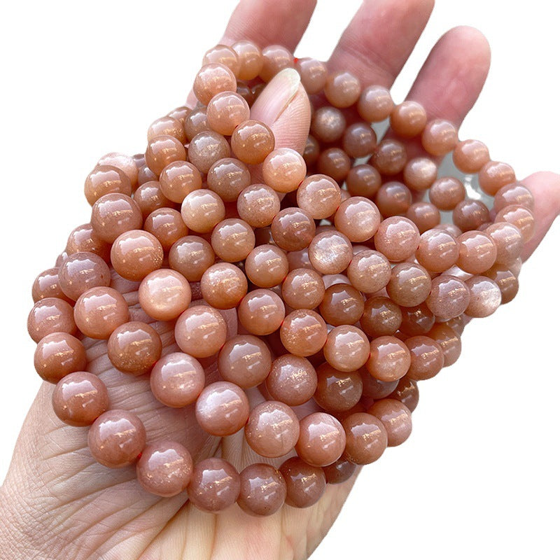 Grade A natural sunstone round bead bracelet