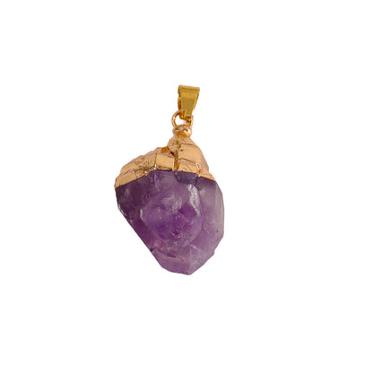 Natural raw material gold plated amethyst pendant