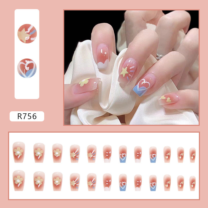 Summer Blush Flower Heart Star Nails