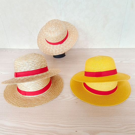 Luffy Straw Hat One Piece COSPLAY Woven Family Sun Protection UV Flat Brim Beach