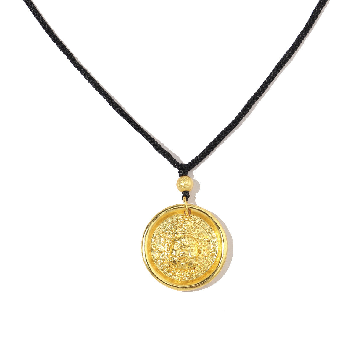 Plated 24K real gold gourd God of Wealth sand gold necklace