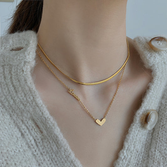 Double stacked love necklace