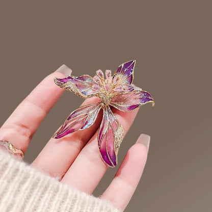 French Iris Brooch