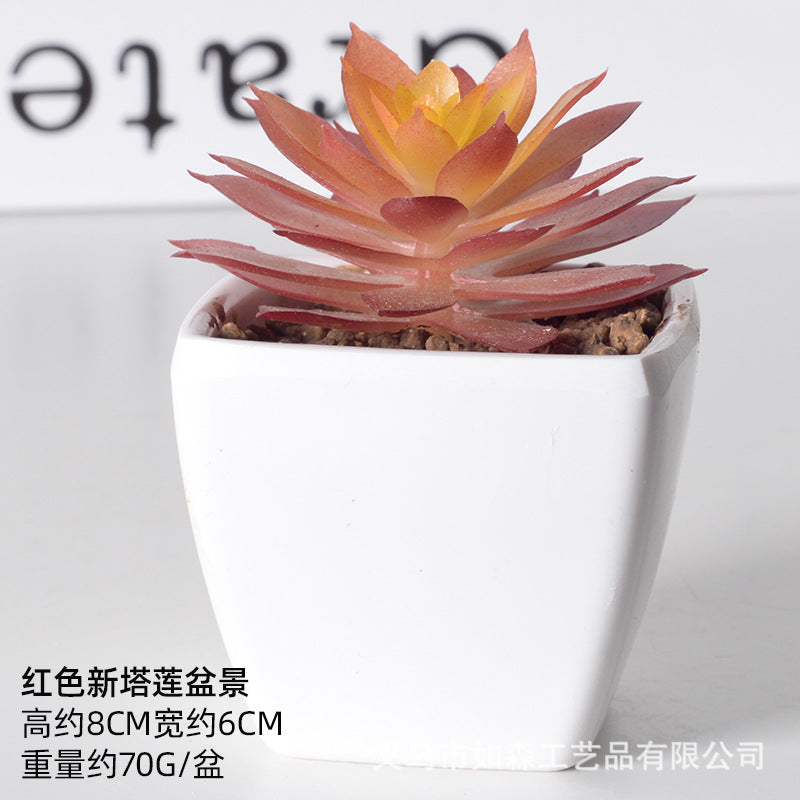 Simulation of succulent plastic bonsai artificial flowers combination