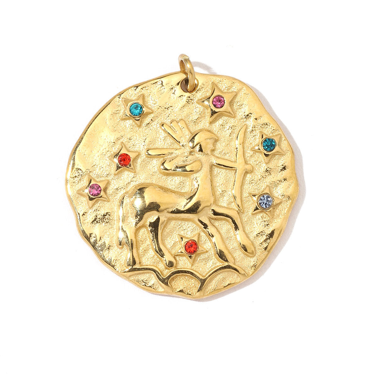 Twelve constellations 18K gold titanium steel necklace