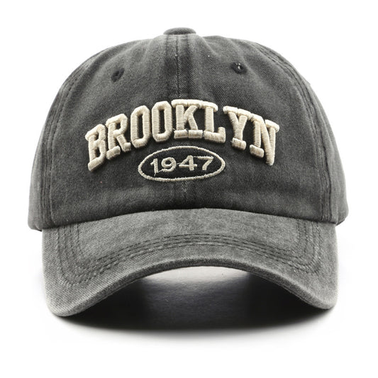 Washed Letter Embroidery Cap Outdoor