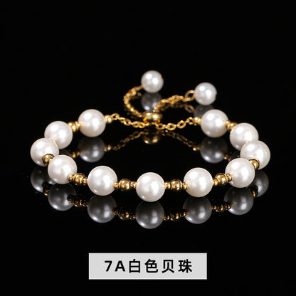 7A bead round bead bracelet stainless steel beads