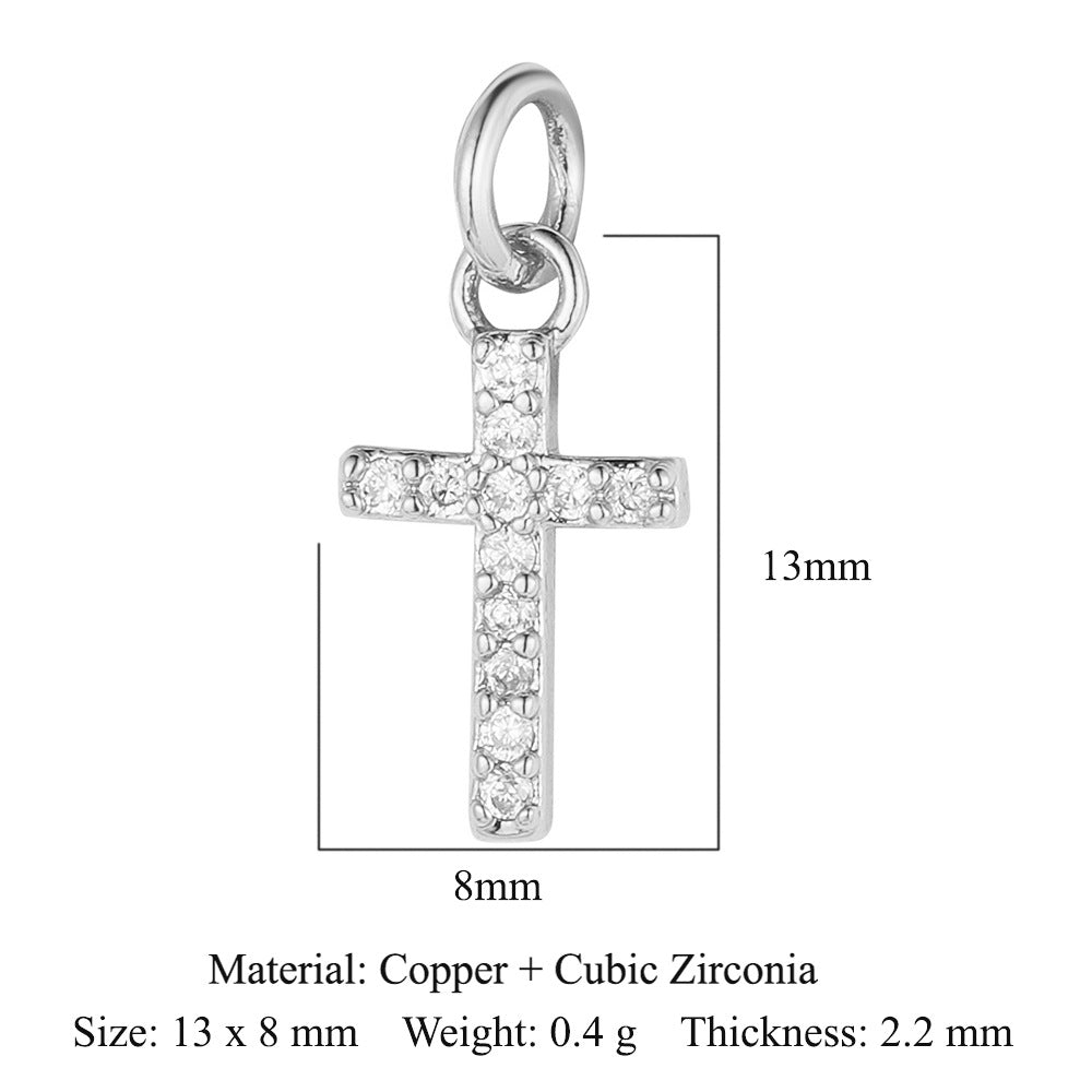 Cross Star Moon Copper Zircon Pendant