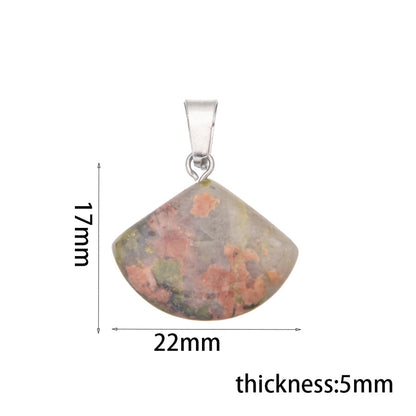 Natural Stone Triangle Scallop Crystal Pendant