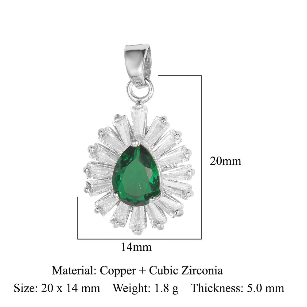 Zircon copper Color zirconium copper micro-inlaid necklace pendant