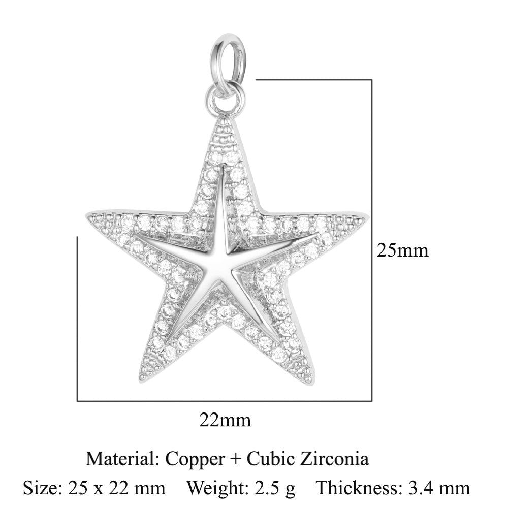 Pentagram copper zircon jewelry accessories pendant