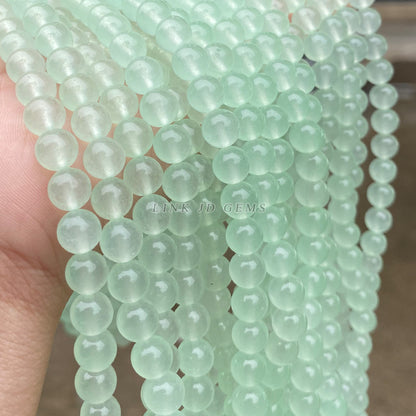 Perlas sueltas de calcedonia verde claro Perlas redondas de jade verde esmeralda 