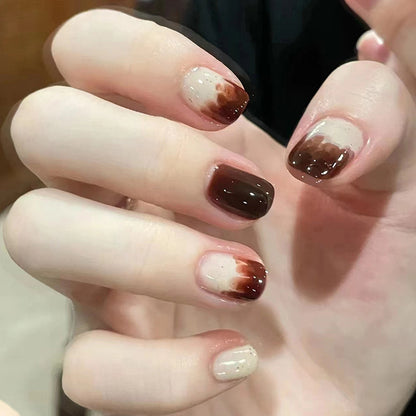 Autumn Amber Brown Caramel Nails