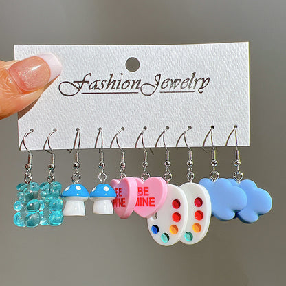 Colorful acrylic earrings set 5 pieces