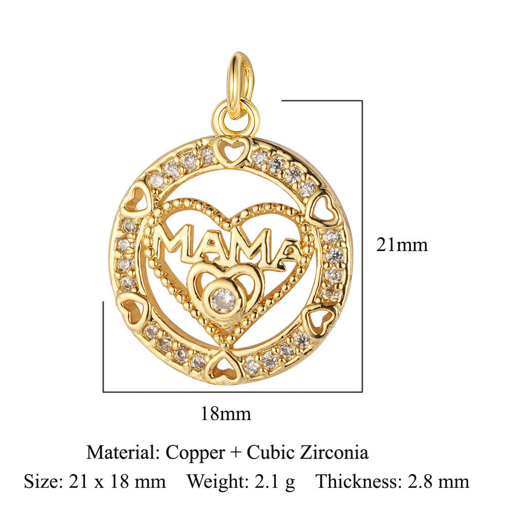 Copper zircon pendant, love shell pendant.