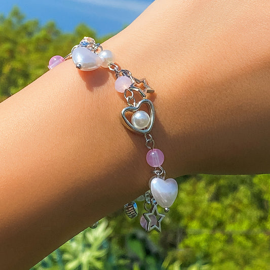 Imitation crystal love chain star bracelet