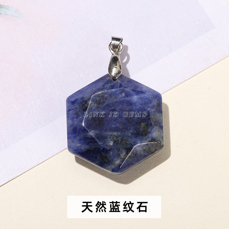 Natural stone crystal cut hexagram pendant.