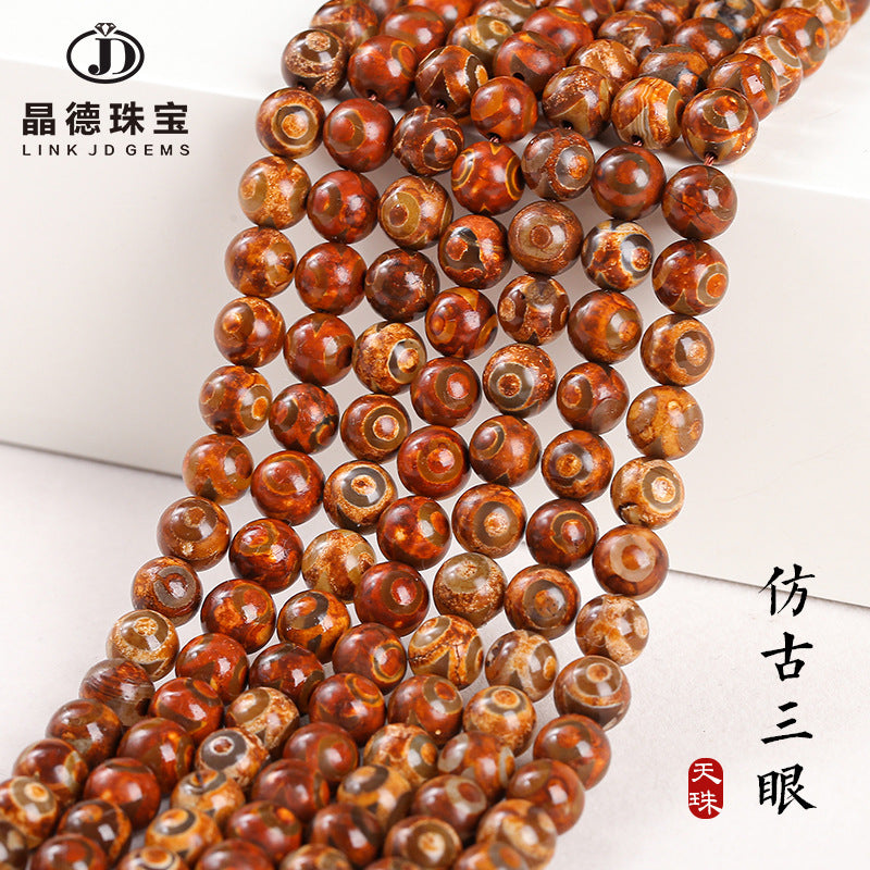 Tibetan retro three-eye dzi beads agate loose beads