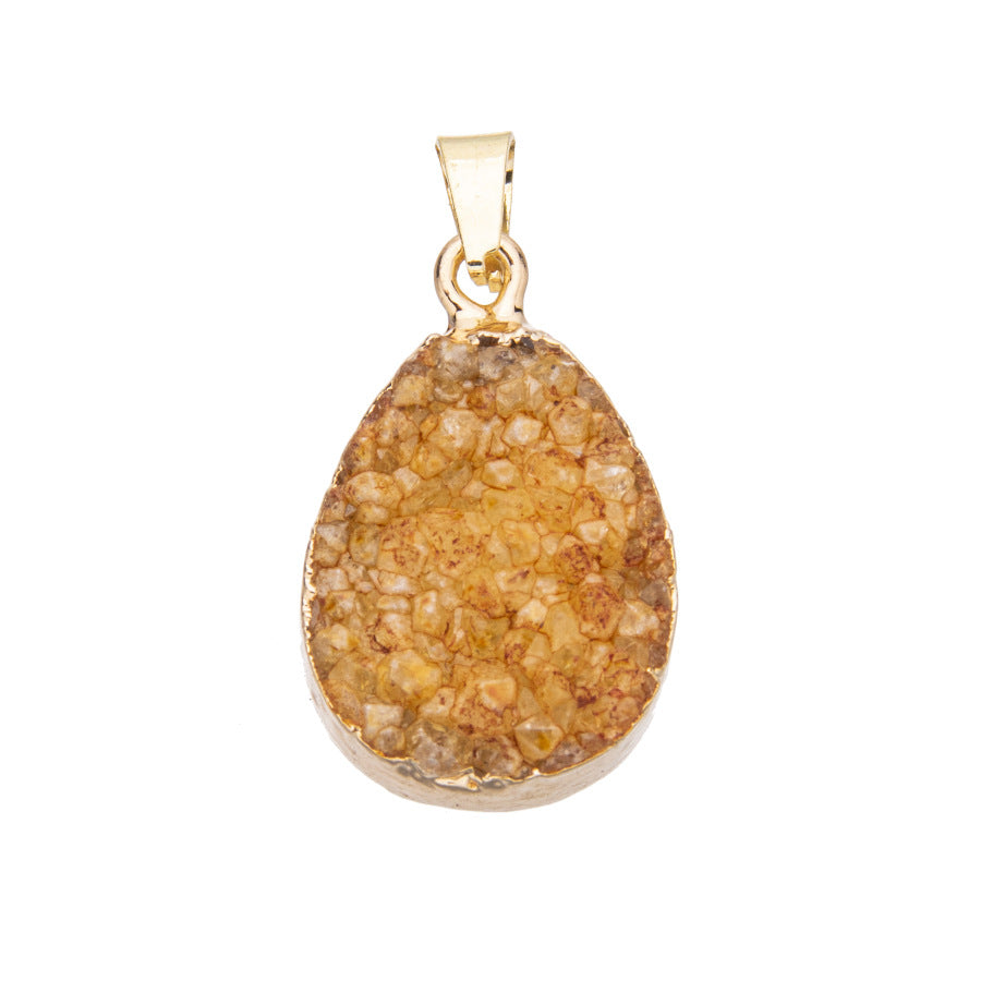 Natural stone crystal gold-plated water drop crystal bud pendant