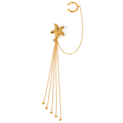 Single Starfish Multi-layered Tassel Ear Clip