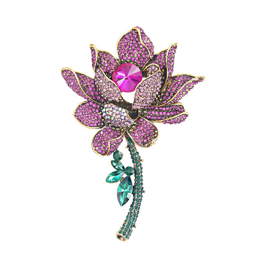 Three-dimensional lotus powder lotus brooch