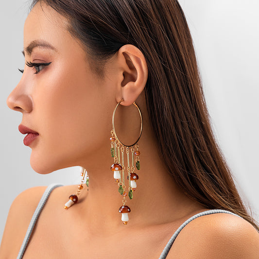 Wind Mushroom Leaf Versatile Earrings