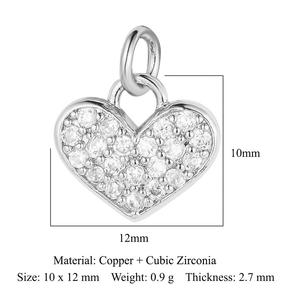 Peach heart lock key copper zircon pendant