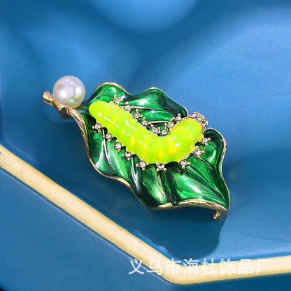 Caterpillar Leaf Brooch