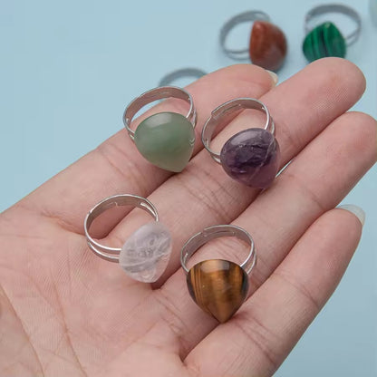 Natural Stone Teardrop Shape Agate Ring