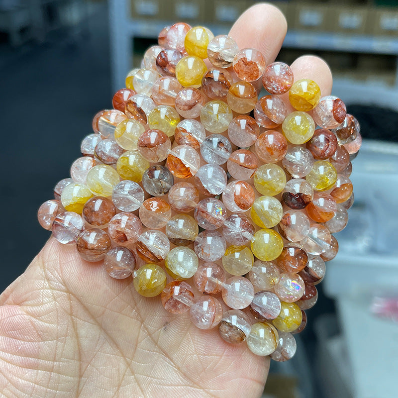 Natural red yellow gum flower crystal bracelet