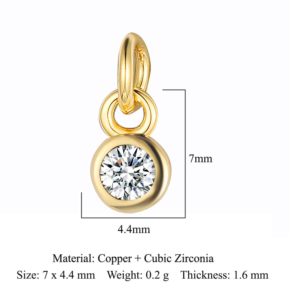 5pcs/pack Birthstone Pendant Copper Zircon