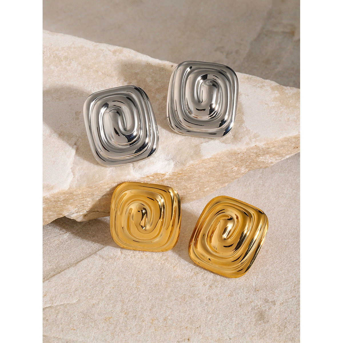 Rectangular spiral swirl earrings