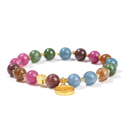 Imitation color tourmaline chalcedony bracelet.