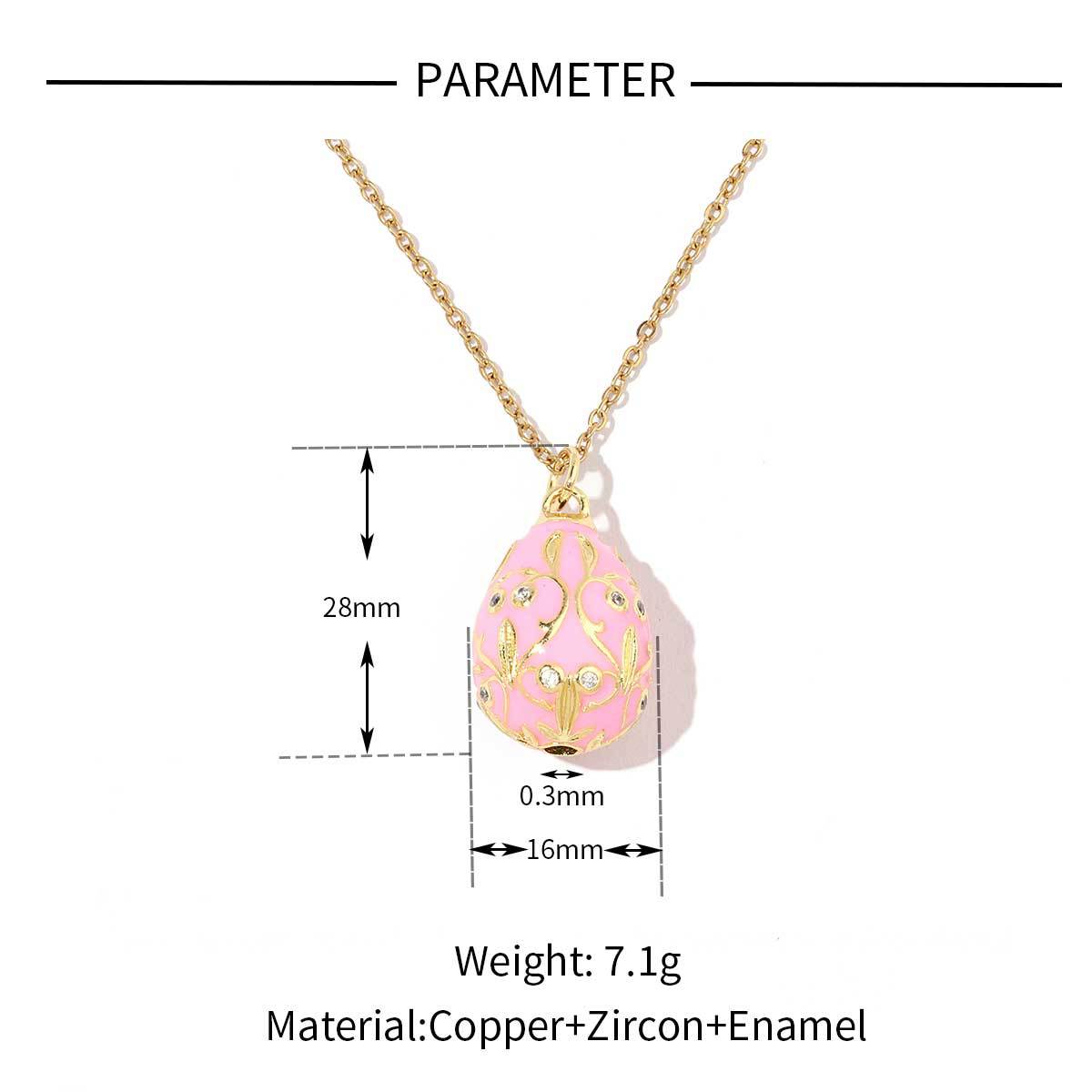 18K real gold color-preserving copper zircon Easter necklace pendant.