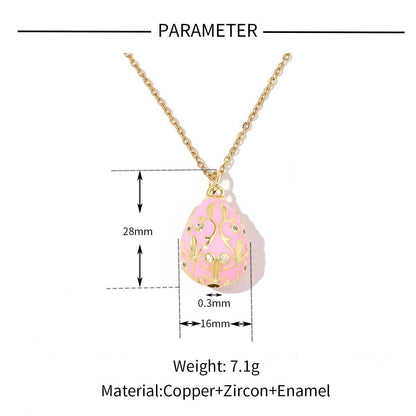 18K real gold color-preserving copper zircon Easter necklace pendant.