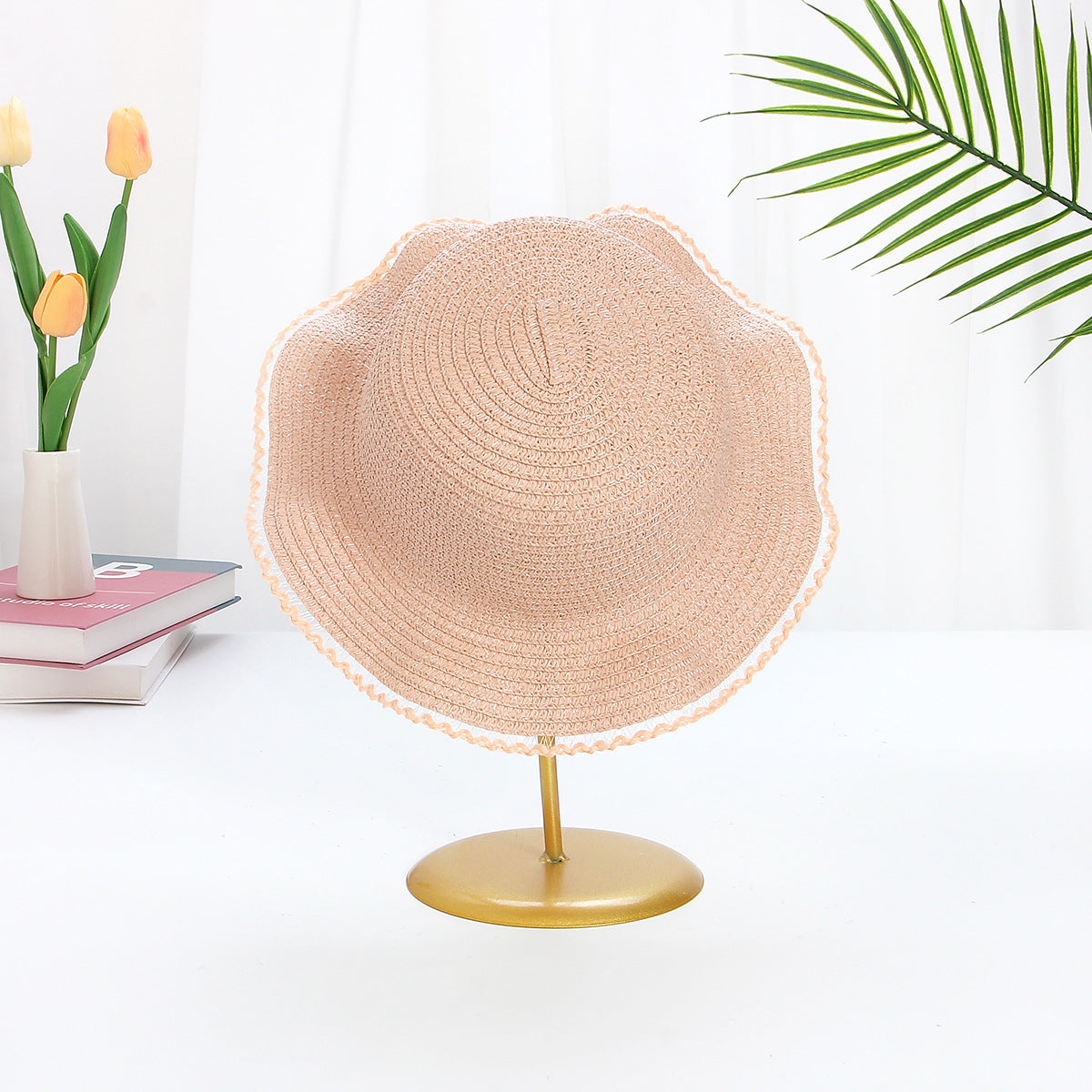 Sombrero para el sol con ondas para niños, de ala ancha, de verano, a la moda 