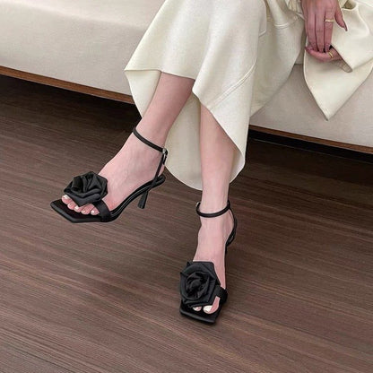 Flower high heel sandals women