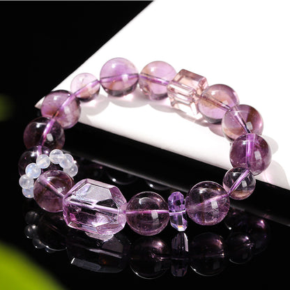 7A natural ice-permeable amethyst bead bracelet.