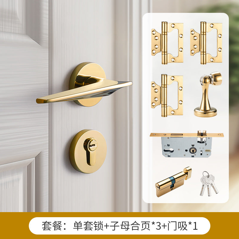 Gold black brass door lock